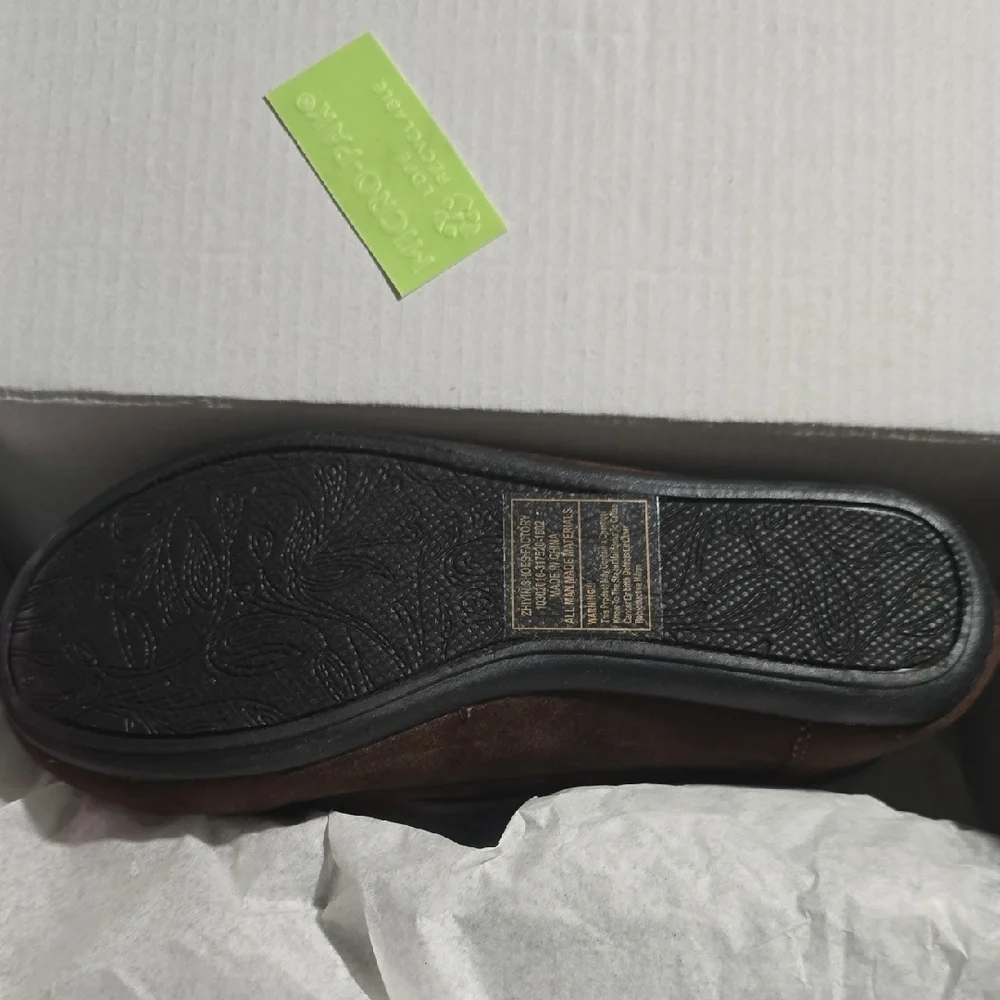 Brown Suede Moccasin Slipper with Bow